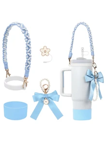 Conjunto de Acessórios da Cup (Sem Copo) Compatível com a Cup 30 Oz 40 Oz, Incluindo 1 Conjunto de Alça de Garrafa de Água, 1 Peça de Tampa de Palha de Silicone, 1 Peça de Bota de Copo de Silicone, 1 Conjunto de Acessórios de Encantos