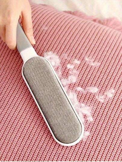 1pc Pet Hair And Dust Remover, Double-Sided Brush, Manual Non-Electric Reusable Lint Roller With Plastic Handle, Suitable For Furniture, Clothes And Carpets