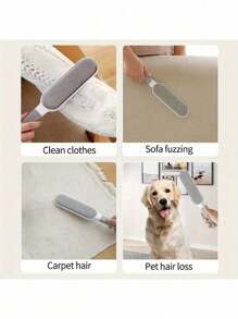 1pc Reusable Pet Hair & Dust Remover Brush, Manual Double-Sided Lint Brush With Plastic Handle, Suitable For Furniture, Clothes - Multicolor - View 4