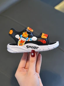 儿童平底凉鞋，新款夏季时尚男童卡通PVC沙滩鞋，中小童软底宝宝软底凉鞋，适合夏季日常穿着 - 橘色 - 查看 7