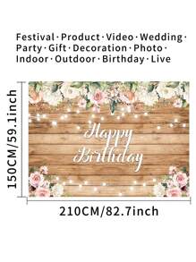1 Stück Holzboden Blumen Glücklich Geburtstag Fotografie Hintergründe Aquarell Blumenparty Banner 150 x 100 cm/210 x 150 cm/230 x 180 cm, Innen- und Außenbereich Neugeborenen Foto Hintergrund