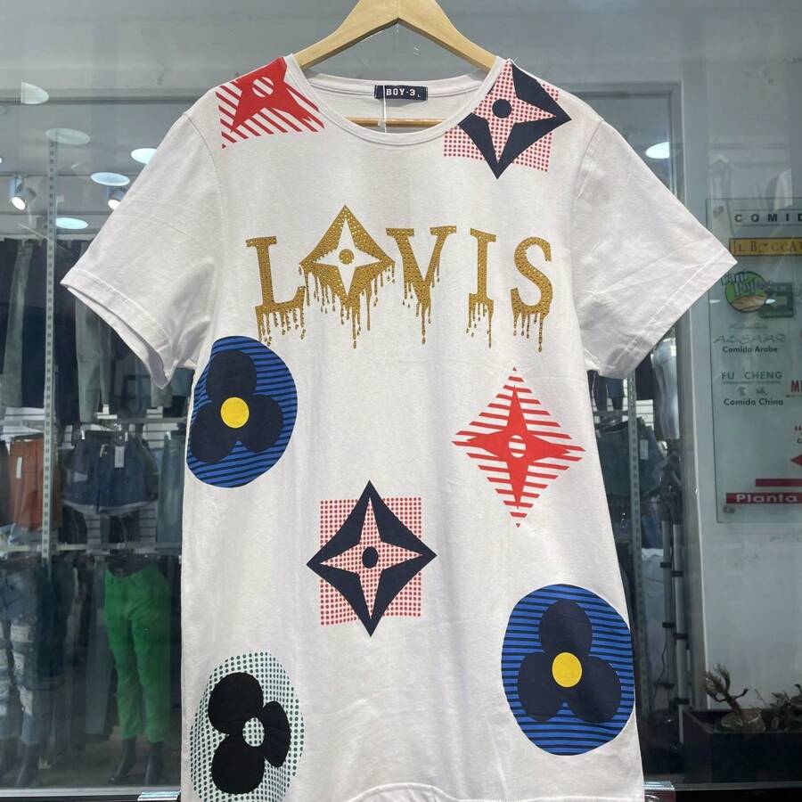 Playera Para Hombre Con Brillos y Estampado, Casual Para Cualquier Ocasión - Blanco - Ver 1