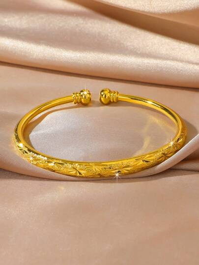 1 pieza Brazalete abierto ajustable de color dorado chapado lujoso con circonita cúbica, adecuado para el uso diario de las mujeres y como regalo