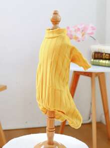 PETCIRCLE 1pc Pet Clothes For Small Dogs & Cats, Cute & Stylish Outfit For Puppy/Kitten, Solid Color Comfortable Warm Indoor Wear, Yellow