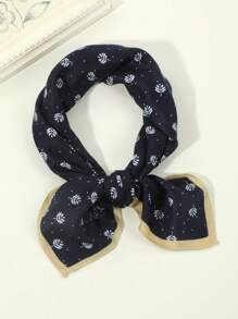 1pc Men's Fashion Leaf, Grass, Polka Dot Pattern Bohemian Style Velvet Thick Square Scarf/Neck Warmer, Suitable For Travel, Outdoor, Daily, School Outfit