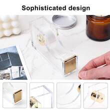 Superlele Rose Gold / Gold Office Supplies And Accessories Set, Acrylic Stapler Set For Back To School Season, Staple Remover, Phone Holder, Pen Holder, Scissor, Ruler, Transparent Tape, Back To School Dormitory Storage