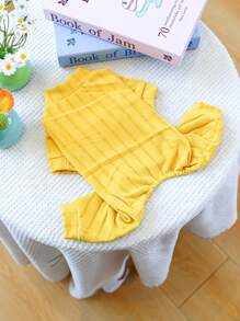 PETCIRCLE 1pc Pet Clothes For Small Dogs & Cats, Cute & Stylish Outfit For Puppy/Kitten, Solid Color Comfortable Warm Indoor Wear, Yellow