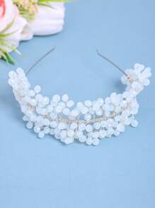 1 件优雅巴洛克水晶女士发箍头带，奢华新娘婚礼发饰 - 白色 - 查看 2