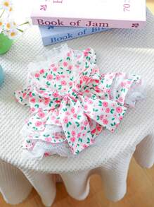 PETCIRCLE 1 pieza Ropa para mascotas, Conjunto para perro/gato, Elegante y lindo atuendo para perros pequeños, Vestido cómodo con estampado floral de rosa para mascotas pequeñas - Multicolor - Ver 6