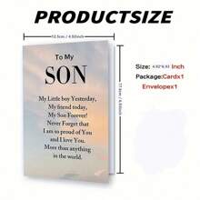 1PC Heartfelt Son's Birthday Card, 4.92 Inches X 6.93 Inches, A Sentimental Mother's Love Message, A Paper Card With An Envelope, A Birthday Wish For Any Son