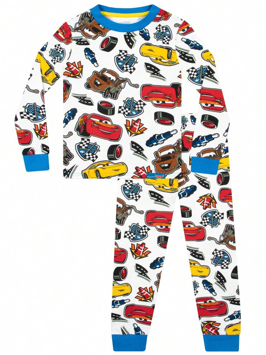 Disney Cars Pyjamas | Snuggle Fit  Pyjamas | Boys' Pyjama Sets| Officially Licensed - Blue and White - View 1