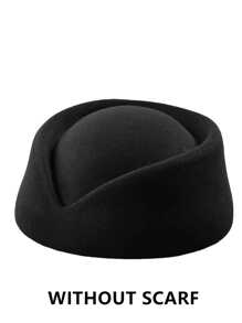 1Sets Stewardess Hat With Scarf (Some Style Without Scarf) Flight Attendant Cap Felt Pillbox Hats Air Hostess Retro Fedoras Cap Beret Hat Cosplay Costume Party Accessories For Women Lady Gift.