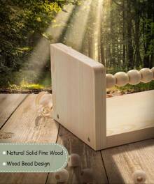 Wall Shelf Wooden Children's Room Bookcase 58cm Set Of 3 Floating Shelves Children's Shelf Wood With Wooden Bead Design For Organizer Kitchen Spice Rack Wall Decoration Storage Shelf For Children Bathroom Living Room