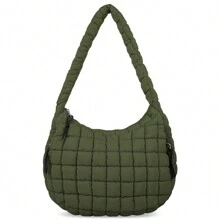 Oversized Ruched Bag Quilted Pattern Minimalist,Solid Color Pleated Puffy Cloud Shoulder Bag, Fashionable And Practical For Women, Simple And Large-Capacity,Can Be Worn Crossbody, Zip Closure