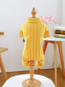 PETCIRCLE 1pc Pet Clothes For Small Dogs & Cats, Cute & Stylish Outfit For Puppy/Kitten, Solid Color Comfortable Warm Indoor Wear, Yellow