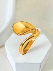Mazuer 1 pieza Anillo de acero inoxidable asimétrico minimalista con estilo vintage como regalo de cita, joyería para fiesta de vacaciones