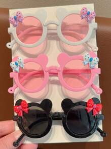 2/3pcs Kids Cute Bear & Bow Eyeglasses Frame, Children Fashion Glasses, Card Display Only, Shipping Not Included