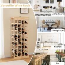 40-Bottle Freestanding Wine Rack Wine Storage Shelf With Tabletop 10-Tier Solid Wood Bar Bottle Holder - Khaki - View 5