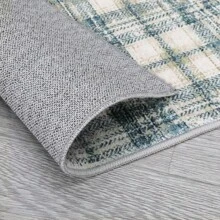 Living Room Plaid Machine Washable Print Area Rug Non Slip Bordered Mat Throw Rug Low Pile Thin Soft Floorcover Non Shedding Easy To Clean Indoor Carpet Stain Resistant Doormat For Laundry Bedroom Bathroom Bedside Dining Room Kitchen - Blue Beige - 查看 5