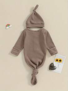Newborn Baby Bodysuits - Brown - View 2
