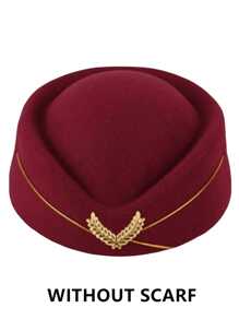 1Sets Stewardess Hat With Scarf (Some Style Without Scarf) Flight Attendant Cap Felt Pillbox Hats Air Hostess Retro Fedoras Cap Beret Hat Cosplay Costume Party Accessories For Women Lady Gift.