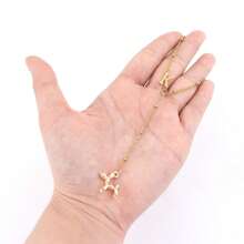 1pc New Gold Color Initial Balloon Dog Pendant Stainless Steel Bead Chain Necklaces For Women