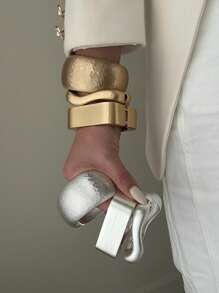 时尚欧美液态金属皱纹手链，光滑闪亮弹力弹簧手链