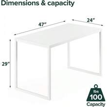 ZINUS Jennifer 55 Inch White Frame Desk, Computer Workstation, Office Desk, Dining Table, Easy Assembly, Natural - 白色 - 查看 2
