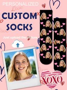 1 Pair Of Customized Crew Socks,Custom Face Socks, Custom Photo Sock, Custom Printed Socks, Personalized Funny Face Socks, Custom Picture Socks, Put Any Face On The Socks, Anniversary Gift, Valentine Gift, Birthday Gift