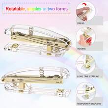 Superlele Rose Gold / Gold Office Supplies And Accessories Set, Acrylic Stapler Set For Back To School Season, Staple Remover, Phone Holder, Pen Holder, Scissor, Ruler, Transparent Tape, Back To School Dormitory Storage