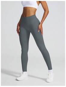 Women Impact Leggings Seamless Scrunch Butt Lifting Workout Leggings High Waisted Gym Yoga Pant - Grey - View 6