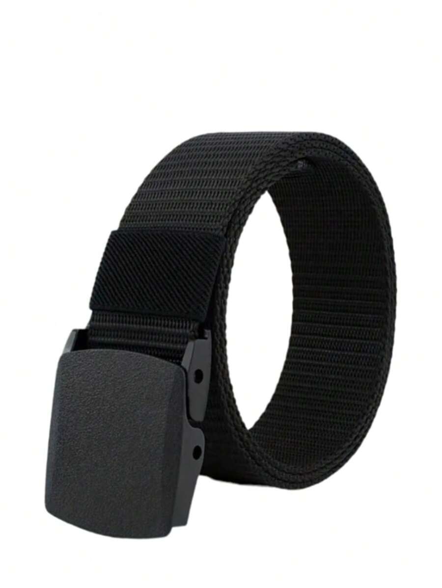 Fashion Men's Wide Belt Nylon Plastic Buckle Fast Delivery - Black - View 1
