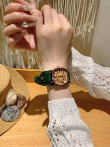 1pc Women's Vintage Numerals Dial Quartz Watch With Simple & Fashionable Strap For Daily Life As A Gift For Students Returning To School Red/Brown/Coffee/Green