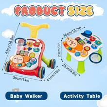 5-In-1 Baby Walker Sit-To-Stand Early Learning Walker For Toddlers, 1+ Years Baby Balance Bike/Push Walker/Activity Table/Detachable Panel With Music - Yellow - View 4