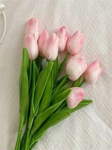 Ensemble principal de 6 tulipes artificielles, convient pour la décoration de la maison, décoration florale de table d'anniversaire, forçage de vraies et de fausses fleurs de tulipe (vase non inclus) pour symboliser la venue, la richesse et la prospérité - Multicolore - Voir 15