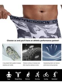 paquete de 5 pantalones cortos de compresión para hombre de secado rápido, estilo novio, shorts deportivos transpirables para entrenamiento y - Multicolor - Ver 3