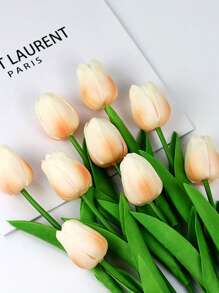 Ensemble principal de 6 tulipes artificielles, convient pour la décoration de la maison, décoration florale de table d'anniversaire, forçage de vraies et de fausses fleurs de tulipe (vase non inclus) pour symboliser la venue, la richesse et la prospérité - Multicolore - Voir 11