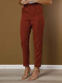 Women's Pants/Tailored Pants/Basic Pants/Elegant Pants/Skinny Pants/Blogger Pants/Fashion Pants - 鏽棕色 - 查看 2