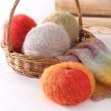 3 Pcs Oil Painting Gradient Mohair Yarn, 150g Handmade Knitted Oil Painting Style Mohair Yarn, Dye Lot Mohair Yarn Sections For Shawl Cardigan - 3 Packs - View 9