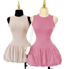 SLEEVELESS BALLOON DRESS - Dusty Pink - View 3