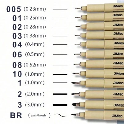 6 支/9 支/12 支轮廓笔、艺术绘图笔、建筑设计笔、素描绘图注射器笔