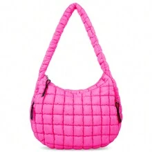 Oversized Ruched Bag Quilted Pattern Minimalist,Solid Color Pleated Puffy Cloud Shoulder Bag, Fashionable And Practical For Women, Simple And Large-Capacity,Can Be Worn Crossbody, Zip Closure