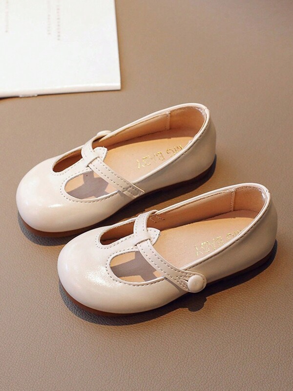 1Pair Girls Leather Shoes Solid Color Kids Shoes Soft Bottom Baby Girl Shoe For Spring Autumn