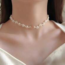 1 Stück pinker Perlen Anhänger Halskette - Französischer Hofstil - geeignet für täglichen Gebrauch von Frauen und Hochzeitspartys