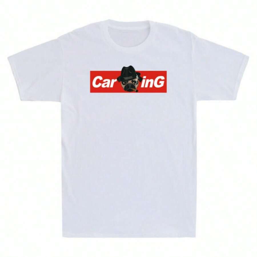 Men's Bulldog Caring Gift Dog Sleeve Funny T-Shirt Short Lovers Cotton - White - View 1