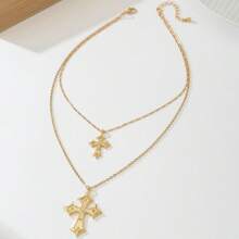 1 件欧美夸张水钻镶嵌双层吊坠项链，适合节日礼物、派对和日常佩戴 - 彩色 - 查看 4