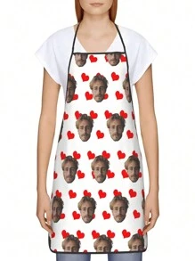 1pc Customized Apron - Face Cutout - Personalized Photo And Text, Suitable For Kitchen, Family, Housewife, Birthday, Halloween, Christmas, Mother's Day, Father's Day, Thanksgiving, Valentine's Day Holiday Gift - White Style 1 - View 15