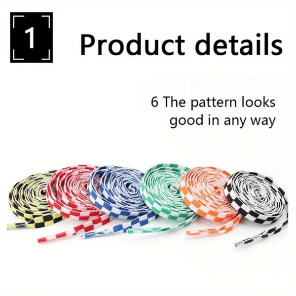1Pair Checkerboard Creative Two-Color Shoelaces - For Low Top Canvas Shoes, Sneakers, Casual Shoes - Men & Women - Perfect For Sports & Casual Wear - Great Gift For Couples