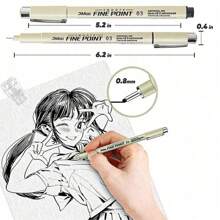 6 支/9 支/12 支轮廓笔、艺术绘图笔、建筑设计笔、素描绘图注射器笔 - 黑色 - 查看 4