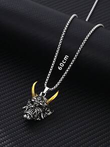 1 pieza Collar con colgante de máscara de acero inoxidable punk, adecuado para uso diario de hombres - Estilo A - Ver 2